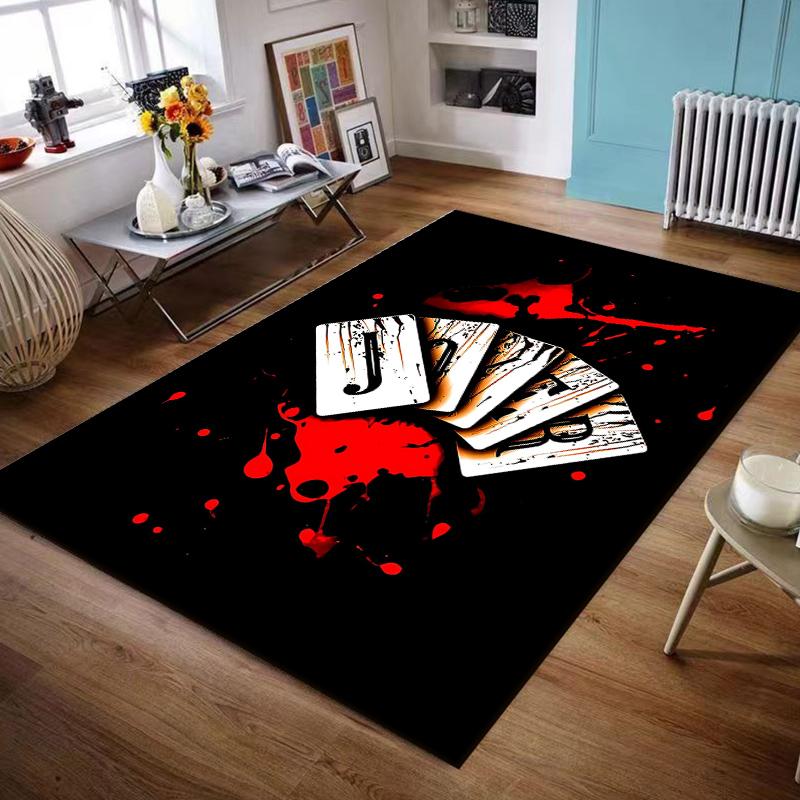 "Bloody Joker Cards Design Rug" Non-slip Rug Suitable for Living Room and Bedroom Sofas