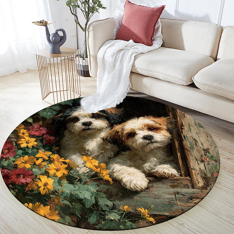 

Door Frame Dog,Round Area Rug,Carpet Rug for Living Room Bedroom Sofa Playroom Decor,Non-slip Floor Mat 80cmx80cm