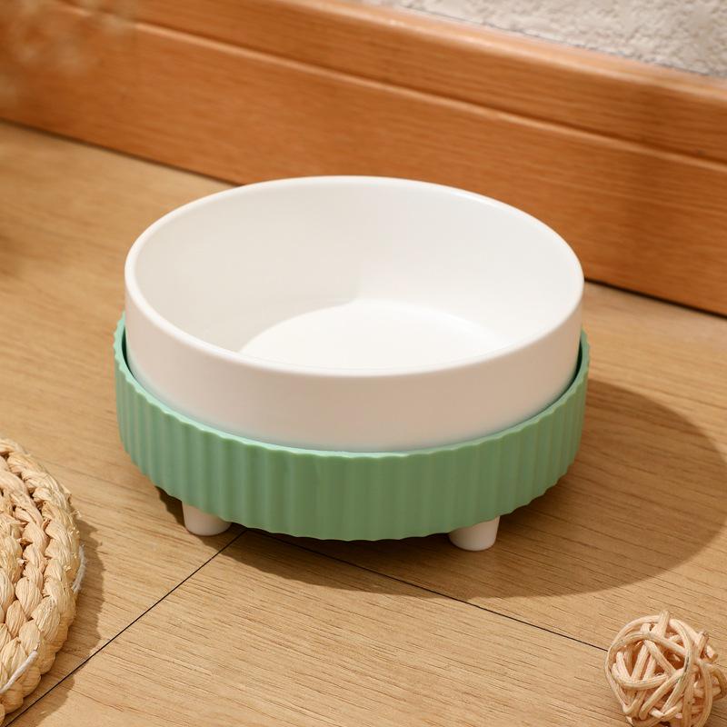 

Керамічна подвійна миска для котів та собак - Захист від перекидання, Захист від розбризкування, Захищає шийний відділ хребта