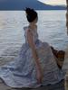 French Oil Painting Style One-Shoulder A-Line Beach Dress