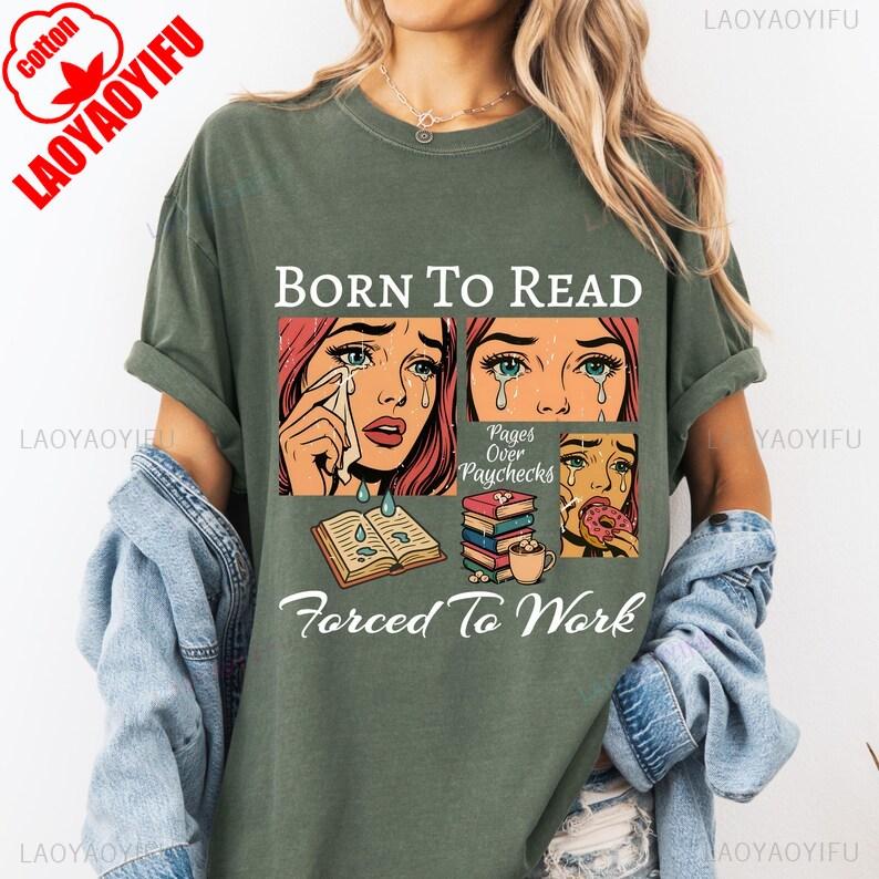 Retro Born To Read Bookish Shirt Funny Reader Book Addict Tee Lover Bookish Gift Enemies Smut Shirt Reader Summer Cotton Tops