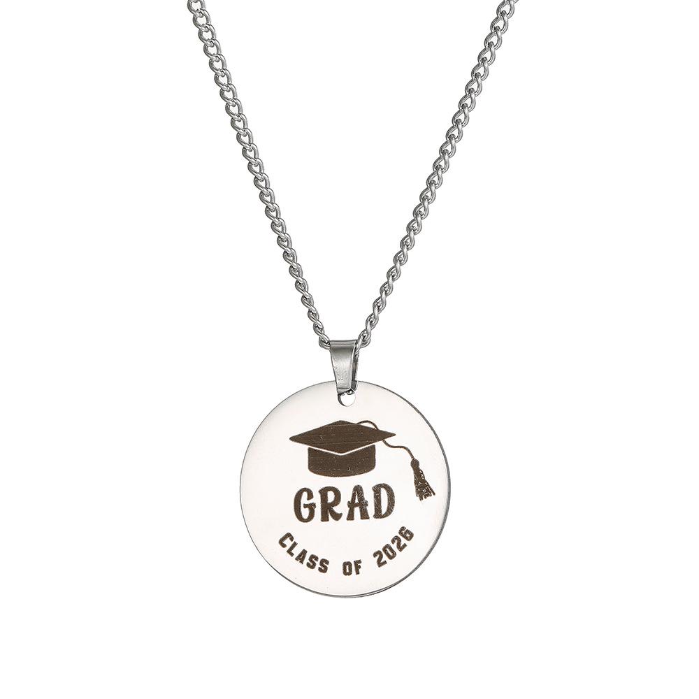 Custom Stainless Steel Graduation Cap Necklace with Laser-Engraved Pendant for Back-to-School Season
