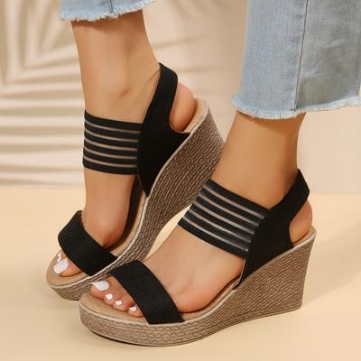 Women Platform Slip On Summer Heeled Mules Shoes Open Toe Wedges Slides Casual Leisure Beach Gladiator Sandals Plus Size 43