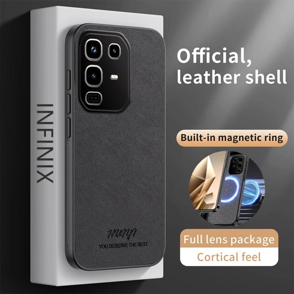 Kožený Magsafe kryt pro Infinix Note 50 Pro 4G Magnetický držák do auta Bezdrátové nabíjení Silikonový kryt na telefon Note50Pro X6855 X6858