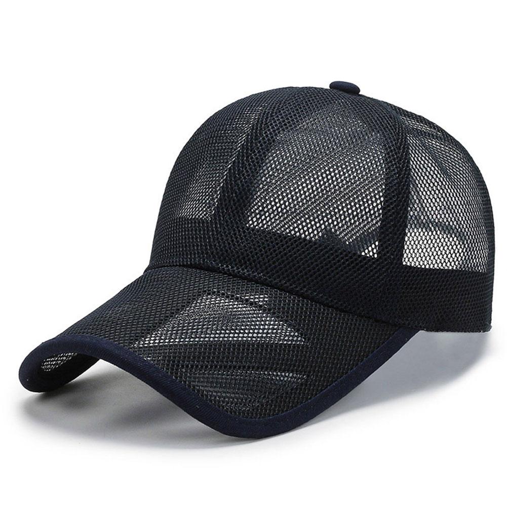 Men Cap Hollow Brim Breathable Mesh Cap Adjustable Comfortable Breathable Cap Outdoor Sunscreen Casual Cap