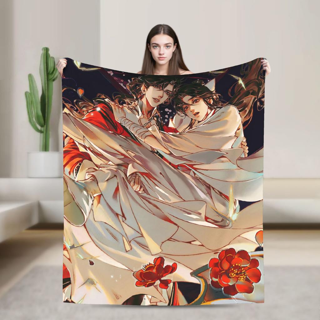 Tian Guan Ci Fu Blankets Anime Yaoi Lgbt Boy Love Plush Vintage Warm Throw Blanket for Bedding Lounge Autumn/Winter