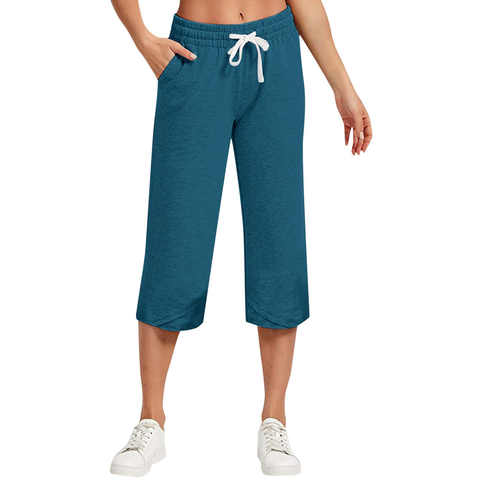 

Летние женские широкие брюки, однотонные брюки нестандартной формы, повседневные льняные женские капри с завязками и карманами XXXL