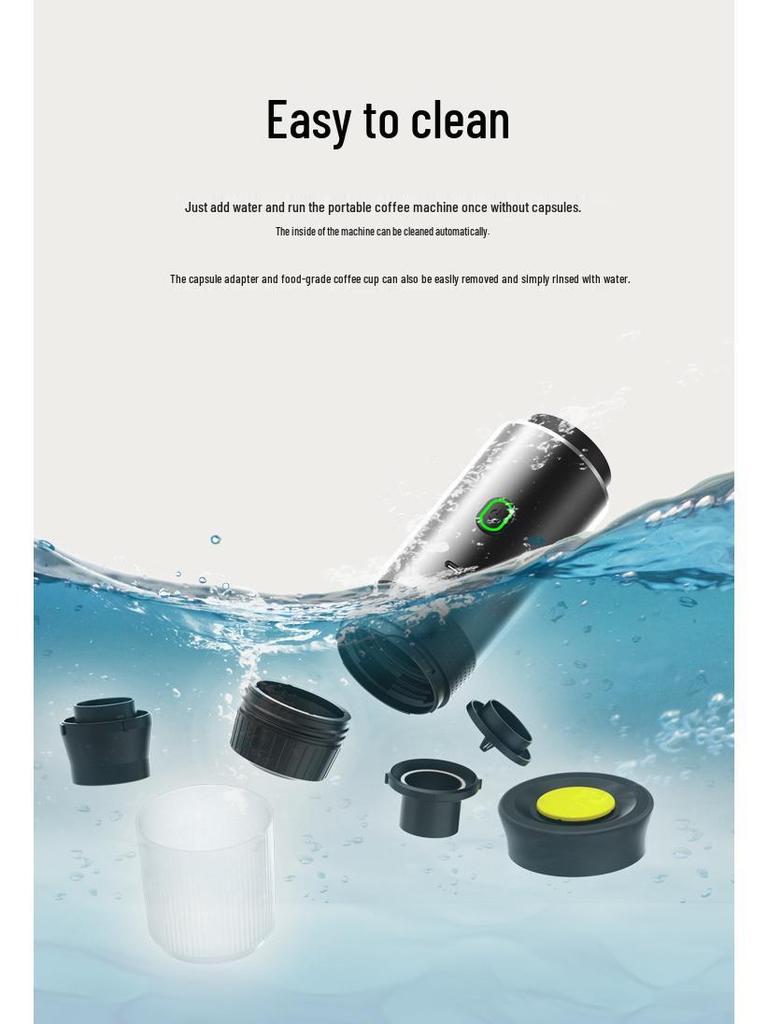 Compact Portable Espresso Machine - Automatic Electric Capsule Coffee Maker for Travel