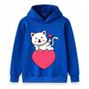 Kids Boys Girls Pullover Hoodie, Cute White Cat Blowing Kiss Print Warm Casual Hooded Sweatshirt for Daily Wear Gift for Cat Lovers, Soft