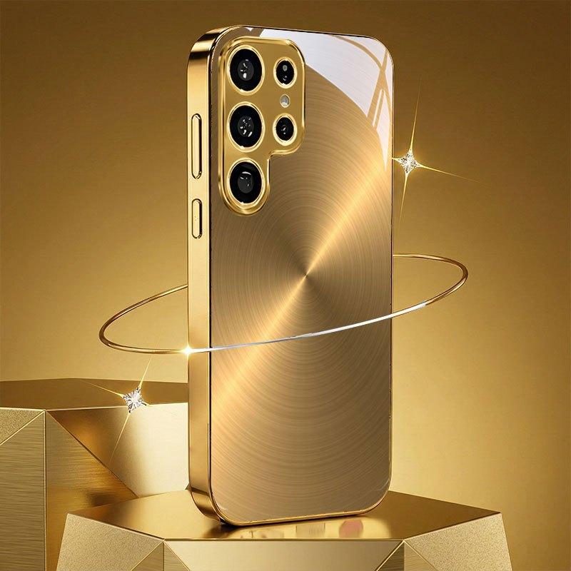 Gold brushed star patterned glass phone case suitable for Samsung Galaxy S26 S25 S24 S22 S21 S20 FE Ultra Plus shock absorption
