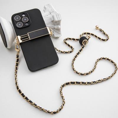 Light Luxury Casual Fashion Metal Chain Mobile Phone Back Clip Lanyard Women Outdoor Portable Crossbody Anti-lost Shoulder Strap