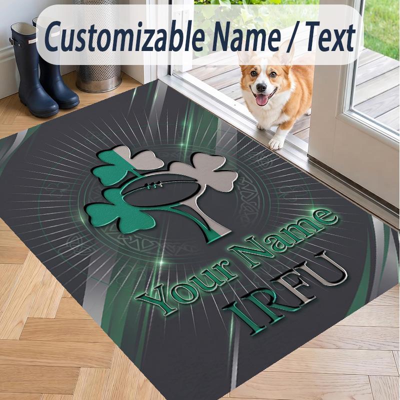 Custom Text Printed Rug Ireland Rugby Non Slip Floor Carpet For Home Room Decor