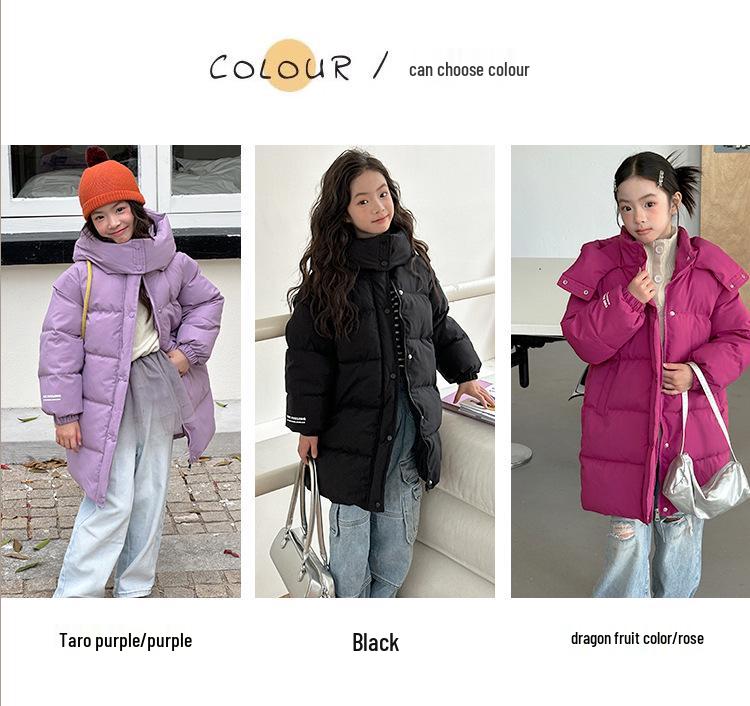 Palton de iarnă de lungime medie, căptușit cu bumbac, stil coreean, pentru băieți și fete, 2025