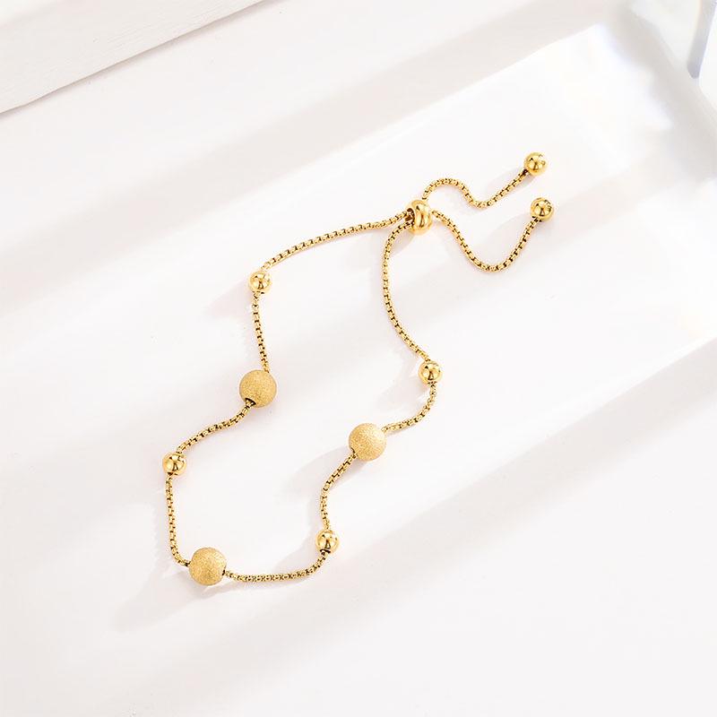 Elegant Gold Bead Titanium Steel Bracelet: Trendy, Versatile, and Chic Women's Accessory