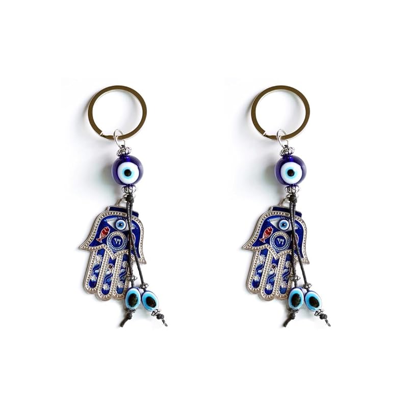 

[AirAkl] Nazar Bonjuu hand of fatma evil eye key ring Turkish amulet blue eyeball hand of fatima hamsa 2 pack