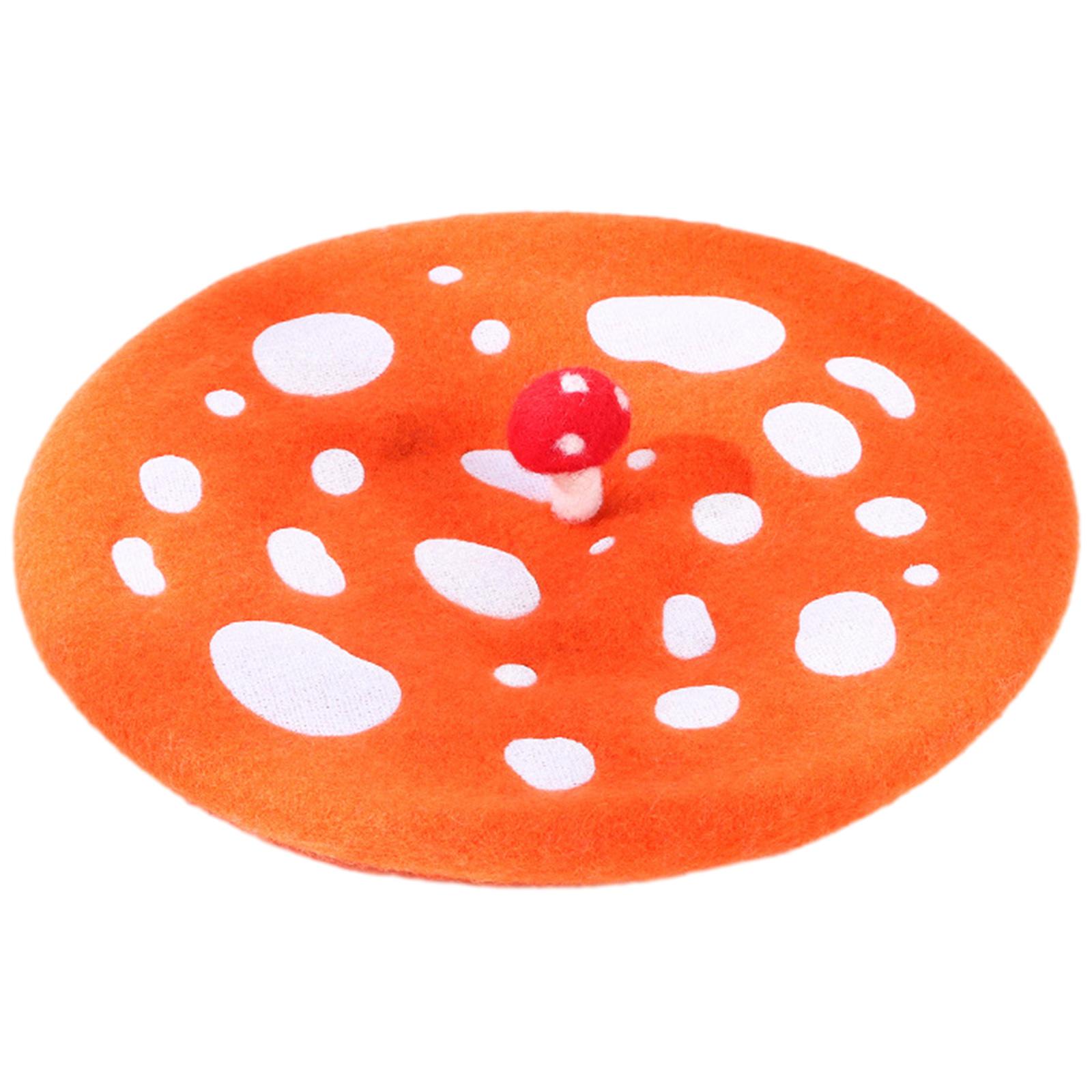 

Вышивка Гриб Берет Шляпа для Женщин Дышащая Мягкая Шерстяная Купольная Шляпа Прикольная Шутка Девушка Шляпа Художника Зимний Теплый Головной Убор оранжевый