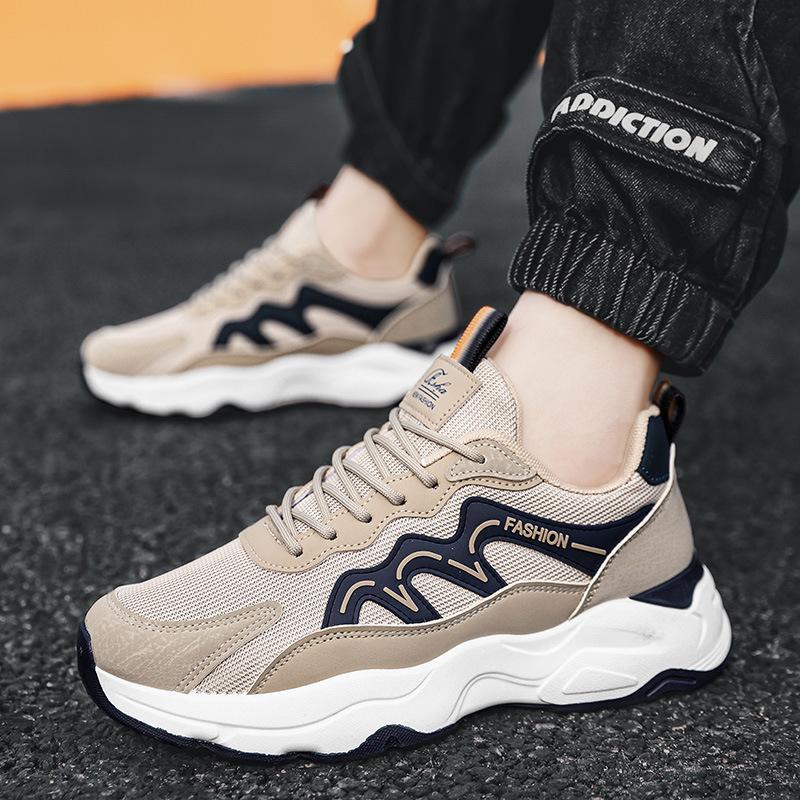 Men's Shoes New Men's Spring Mesh Breathable Casual Sports Running Shoes Fashionable and Lightweight Platform Dad Shoes