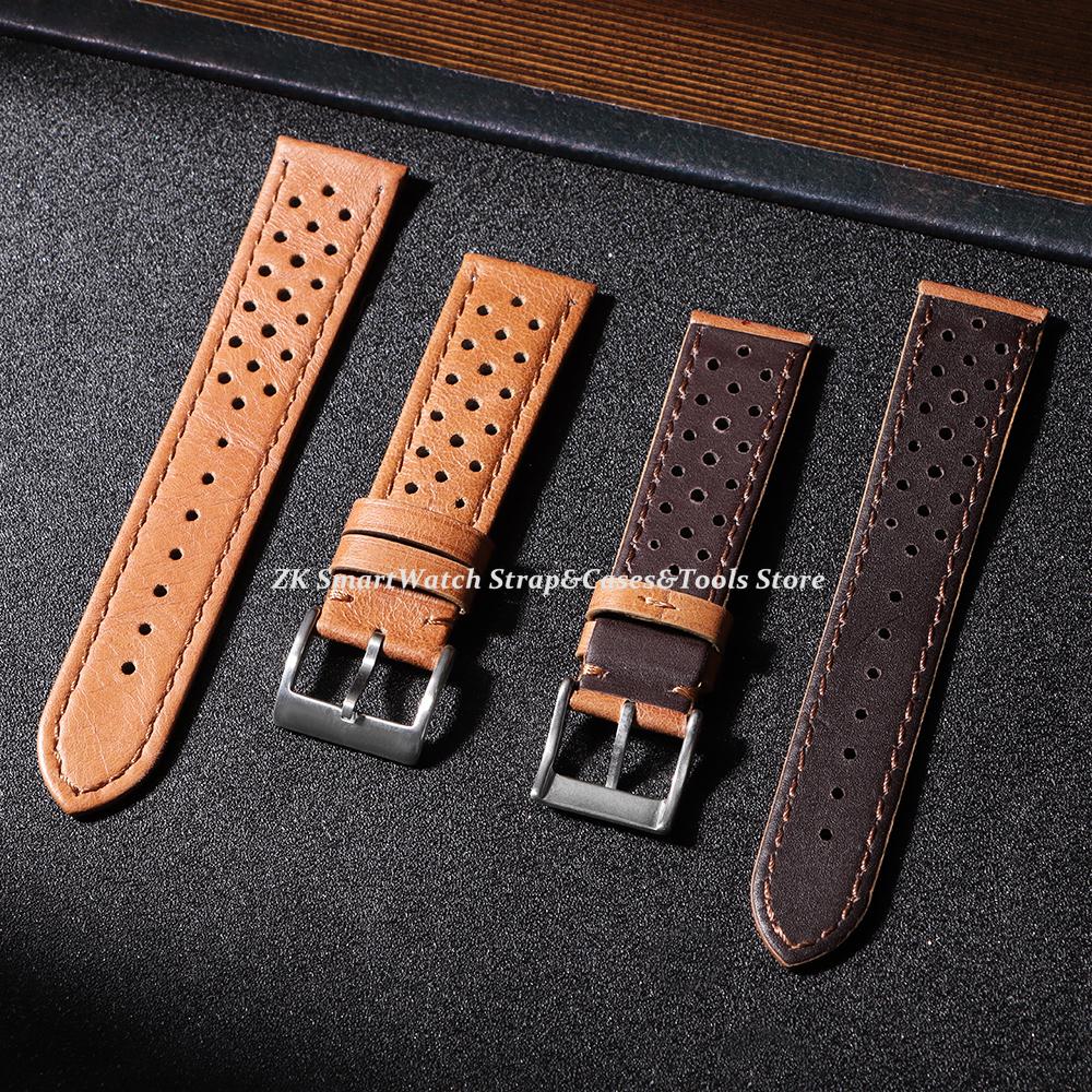 Vintage Calfskin Watch Straps 18mm 20mm 22mm for Seiko Bracelet Durable Breathable Wristband for Men Women Retro Brown Watchband
