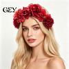 Comfortable Anti-slip Headband 3D Flowers Hair Hoop, Halloween Party Headband, Simulated Flower Rose for Vacation Dance Accessories Gift Multi-color