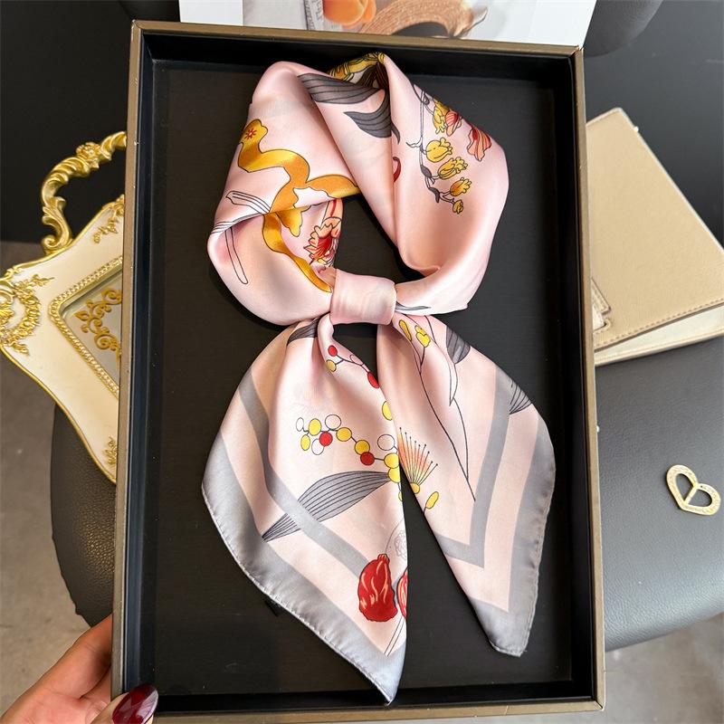 New Silk Scarf Neckerchief Women's Silk Square Scarf Luxury Summer Headband Lady Designer Silk Head Scarf Hair Band Tie Ribbon