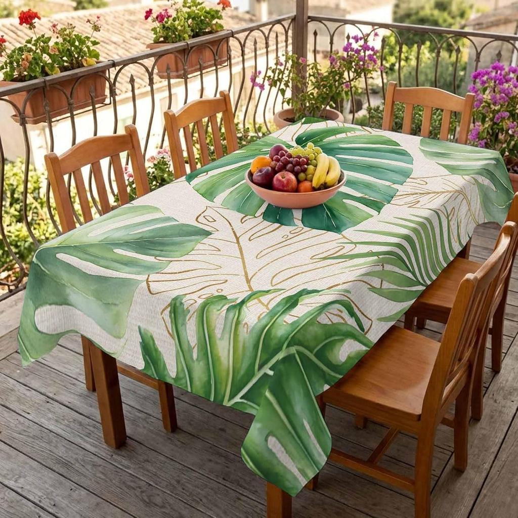 Summer Tropical Monstera Leaves Rectangle Tablecloth for Table Decor Reusable Kitchen Dining Tablecloth Wedding Party Decor