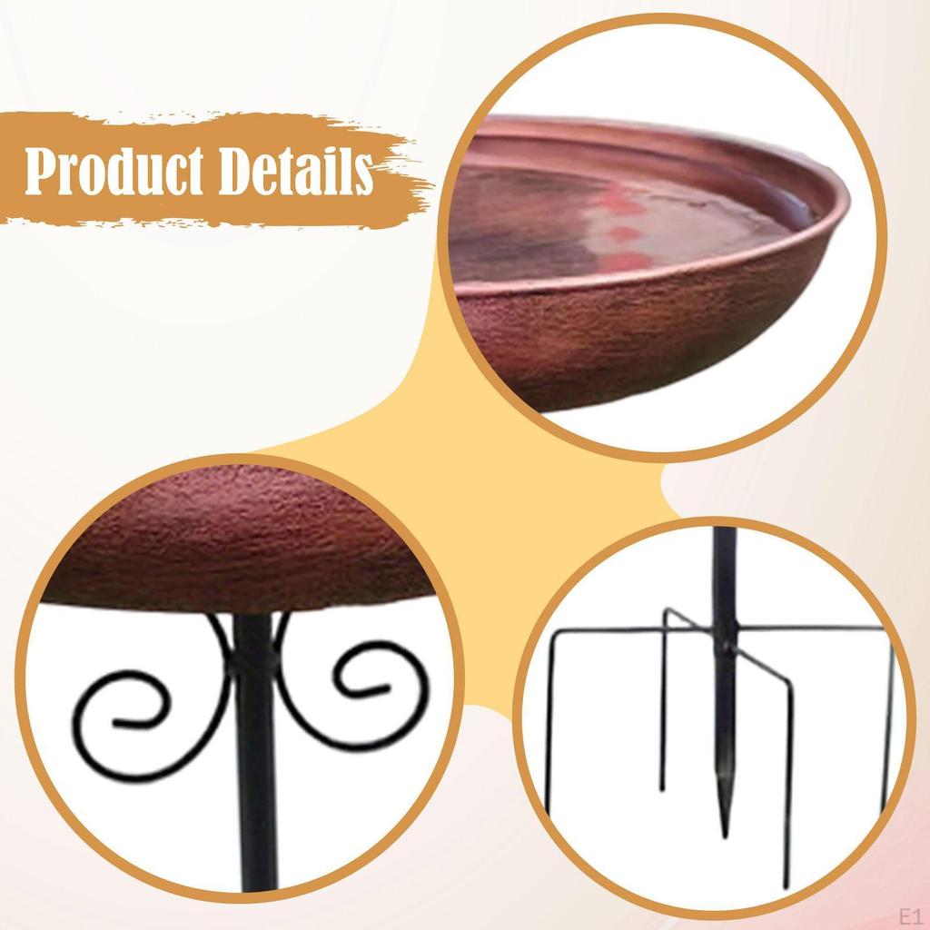 Iron Bird Bath with 5 Pronged Base Gift Landscape Wildbirds Food Water Bowl Feeder Tray for Park
