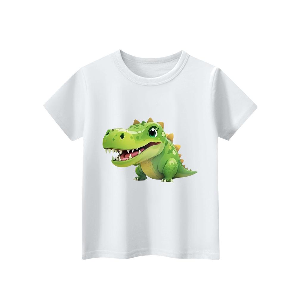 Kinder T-shirt met korte mouwen en halslijn, dierenprint, casual top voor elke dag.