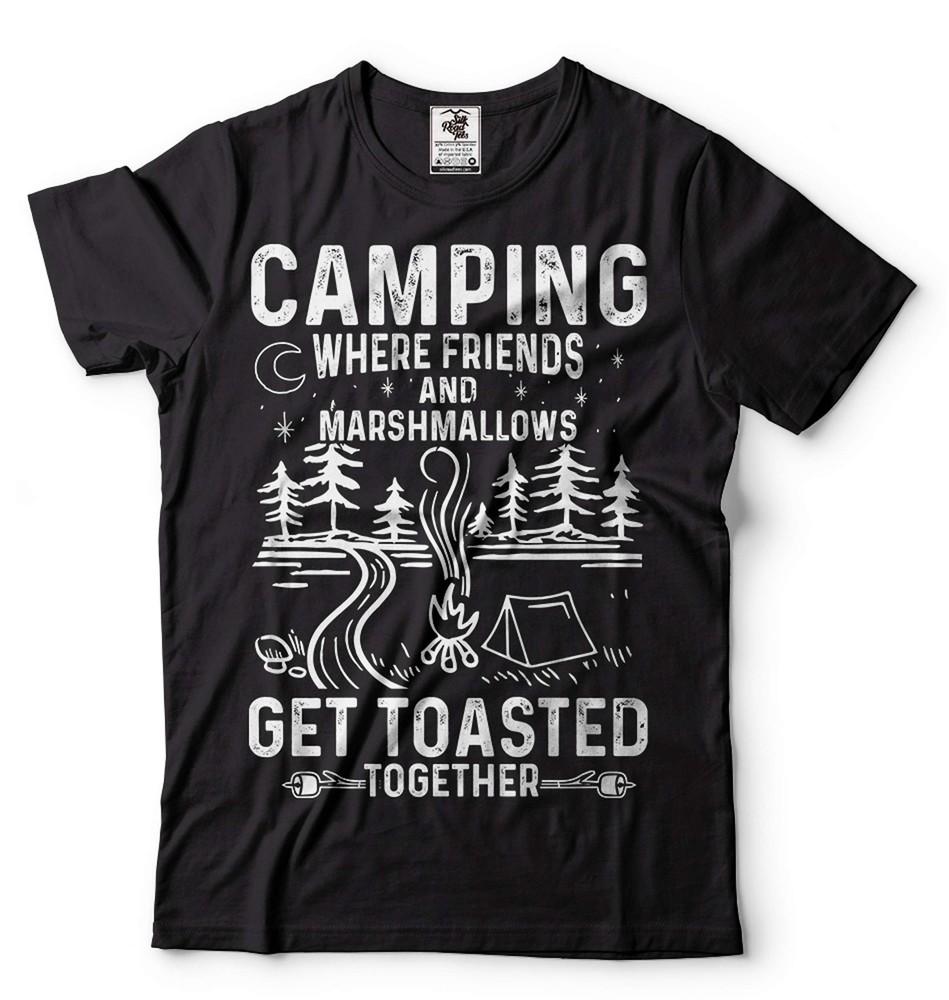 Funny Camping Tee Where Friends And Marshmallows Get Toasted Together T-Shirt Unisex T-Shirt XL