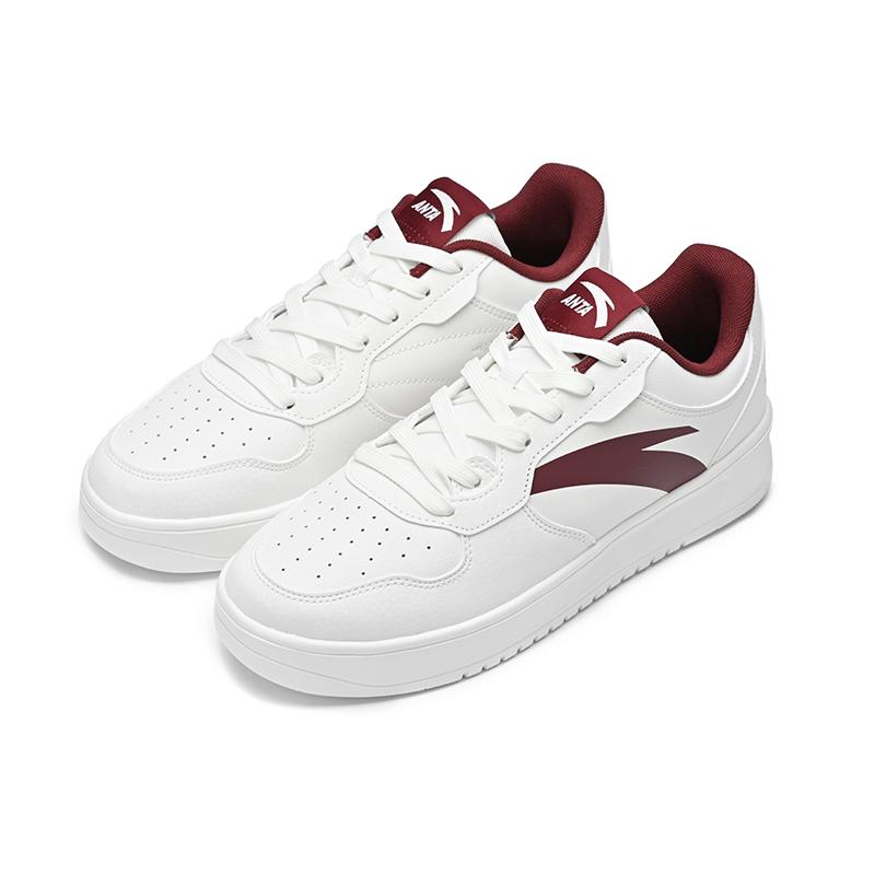 Anta Classic Simple Versatile Shock Absorbing Wear Resistant Low Top Sneakers Men Sneakers White Red 912538003Q-1