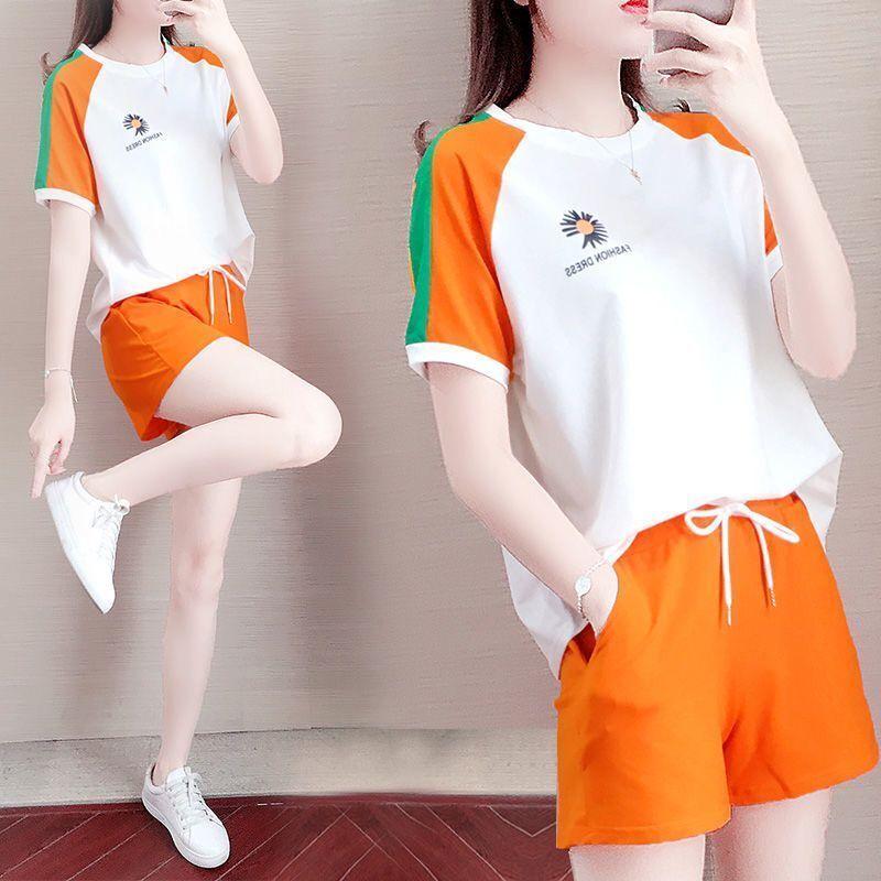 Large Size Sports Shorts Set Women Casual Summer Fashionable Loose Running Two Piece Set Girl Style Comfortable Breathable Sports Suits