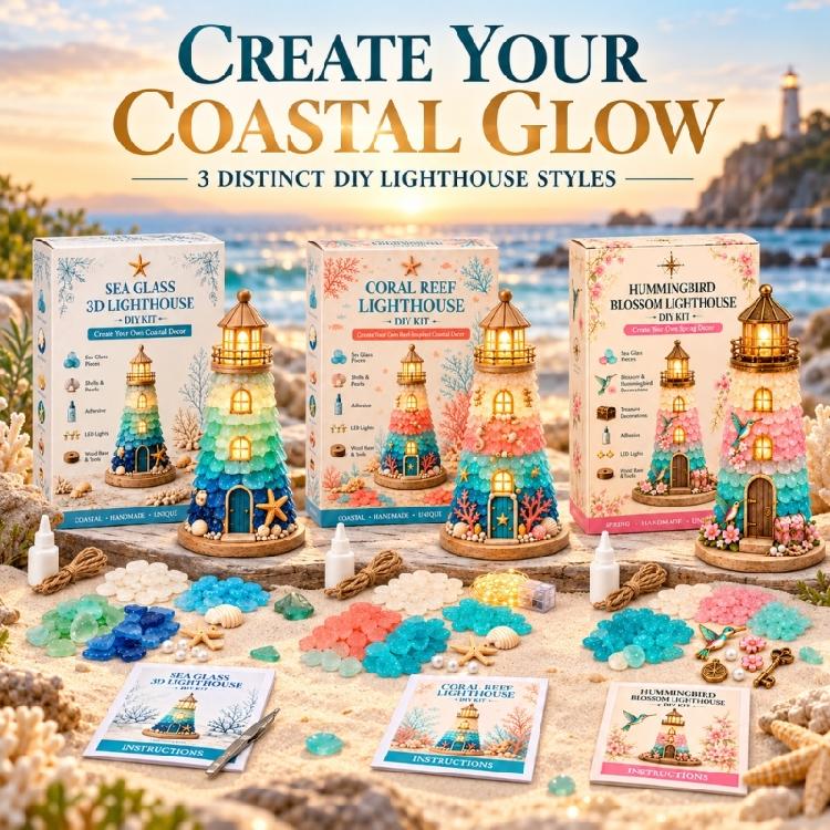 Standing Lighthouse Craft Set with Plastic Parts for Indoor Decoration, Handcrafts Assembly, and Handmade Gifting