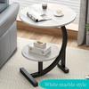 Modern Iron & Wood Side Table: White Marble Top, Storage Shelf, Space-Saving for Bedroom/Living Room, Easy Assembly.