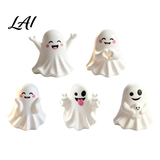 Cute Desk Accessory for Autumn Halloween Ghost Figurine Mini Cartoon Statue Little Spooky Table Decor Desktop Ornament Tiered Tray Home Yet Adorable
