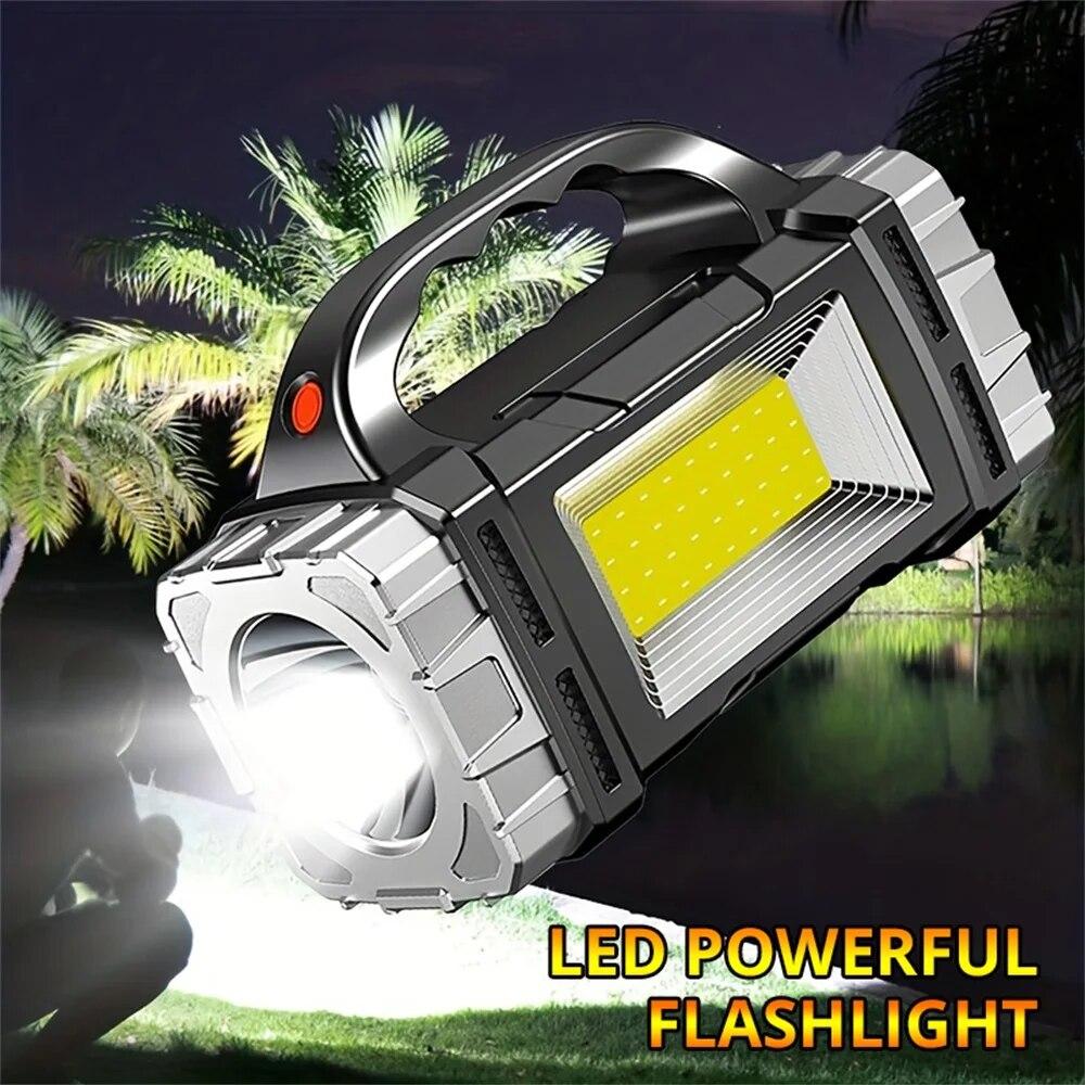 5000LM Multi Functional LED Flashlight - Brightness, 7 Modes, Solar/USB Rechargeable, Waterproof, for Camping and Outdoor Lighting