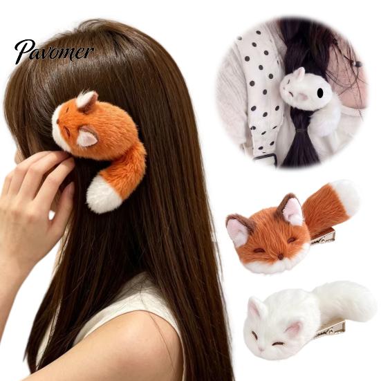 Praktische Haarspangen für jedes Outfit Plüschfuchs-Clip, Niedliche Tier-Haarnadel, Weiche Pelz-Haarspange Rutschfeste Krallen Dickes Accessoire Damen Mädchen, Dekorativ