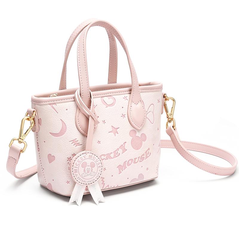 New Disney Mickey PU Crossbody Handbag Women's Pink/Ecru DHF41374-A