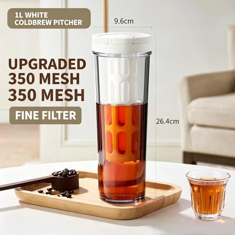 1L Manual Cold Brew Coffee Maker With Handle High-Capacity Water Bottle Summer Portable Juices Tea Fruit Coffeeware Pot