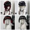 Rabbit Ears Plaid Beret Hat Thin Brim Newsboy Peaked Hat Casual Painter Artist Cap  Girls