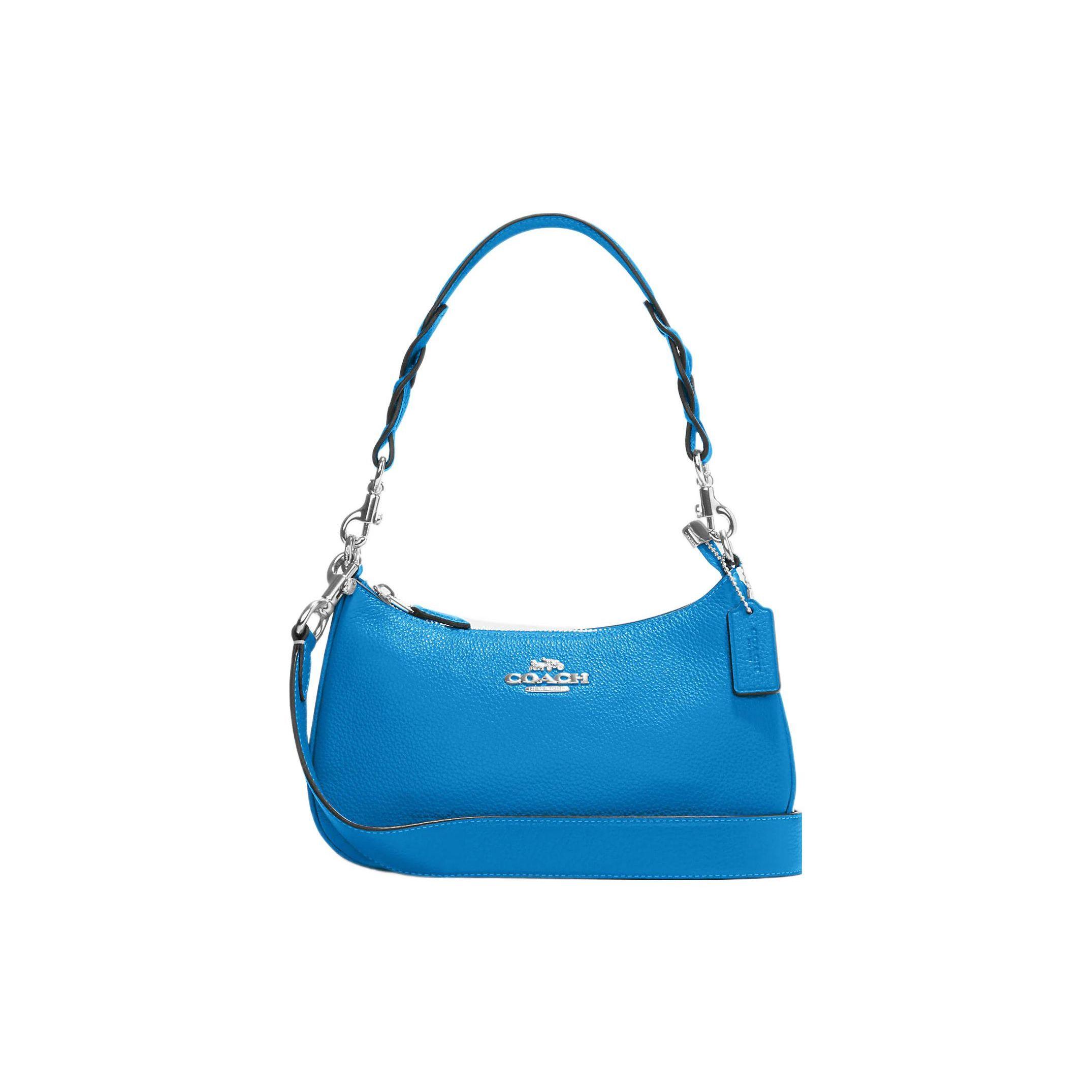 

Coach Teri 25 Silver Letter Logo Plaque Zipper Hardware Coated Canvas Pebble Leather Handheld Crossbody Shoulder Bag Women bags Blue CJ590-SVVRF Basic Set (Bag+Dust Bag)