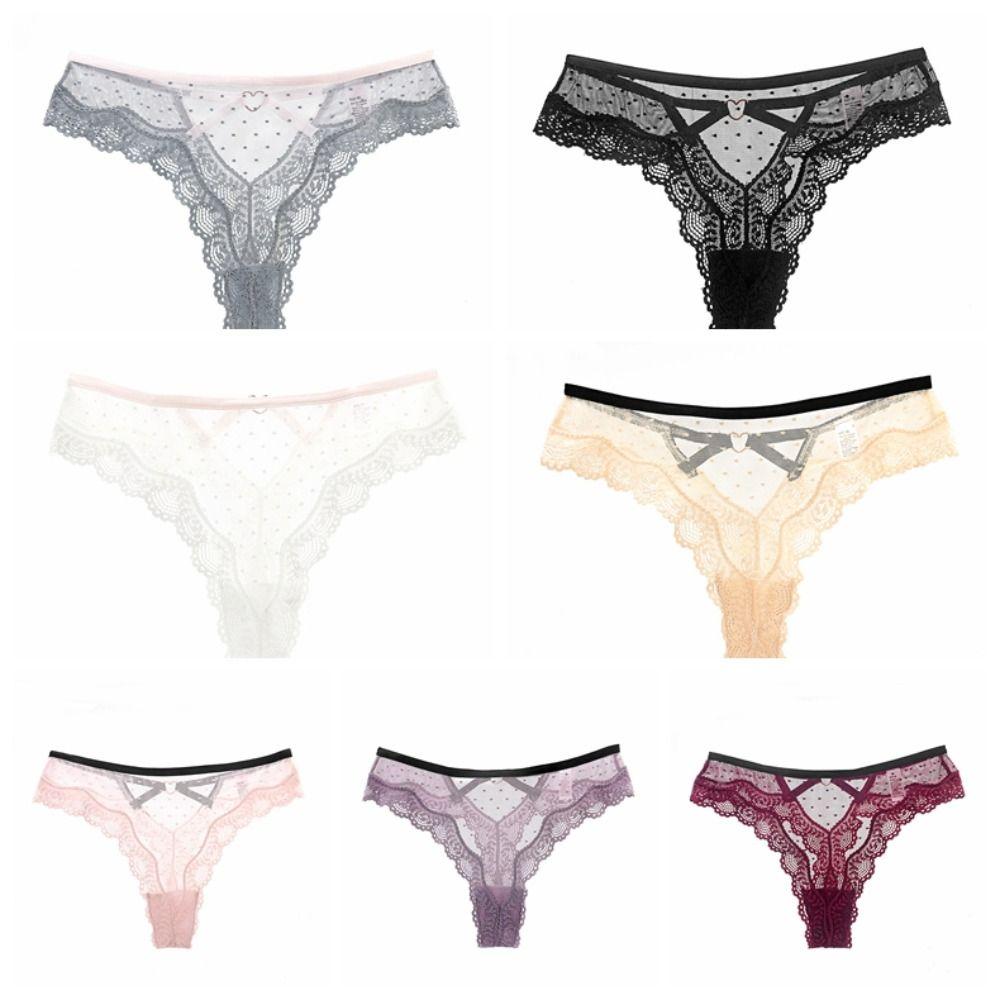 Low Waist Lace Panties Thong Mesh Lace Briefs Sweet Underwear for Women  Lady