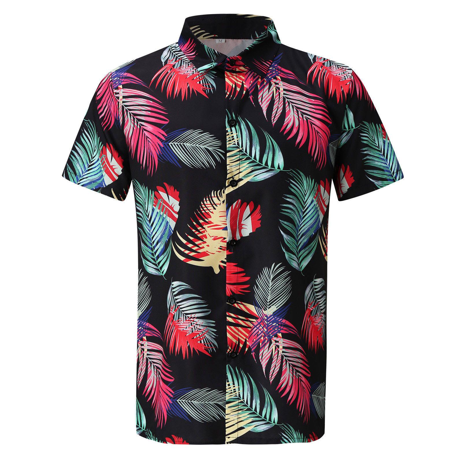 

Новая летняя мужская рубашка с короткими рукавами и гавайским принтом больших размеров XXXL горячий розовый