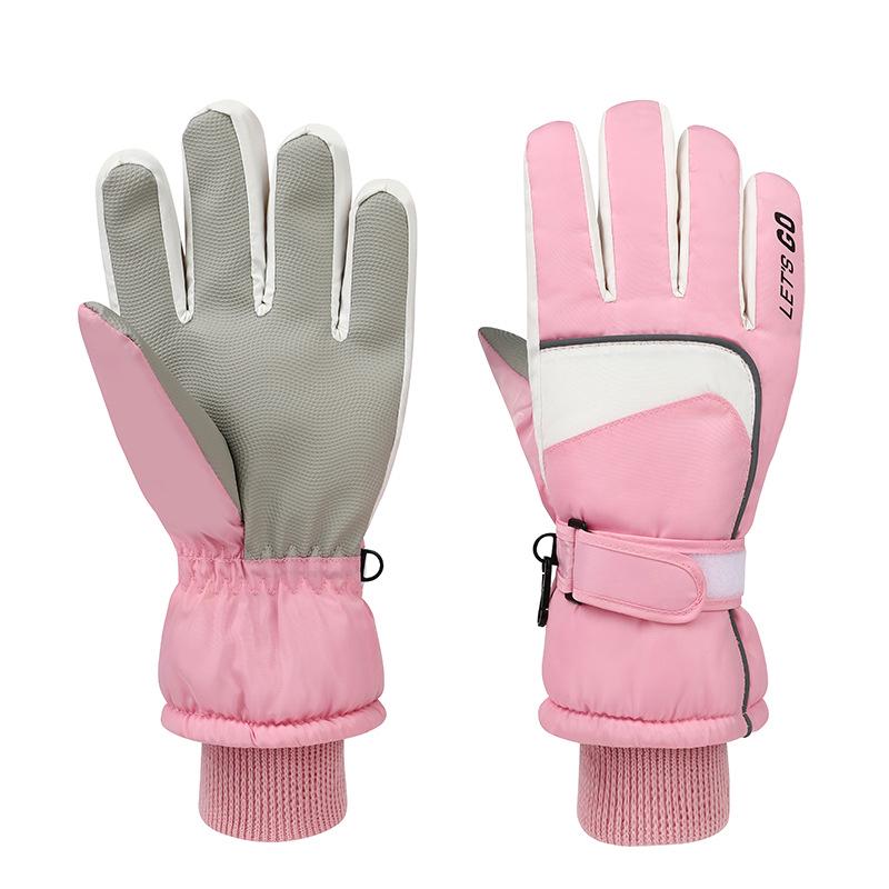 Mănuși de schi unisex cu ecran tactil, căptușite cu fleece pentru iarnă - Groase, călduroase și rezistente la frig pentru adulți și copii