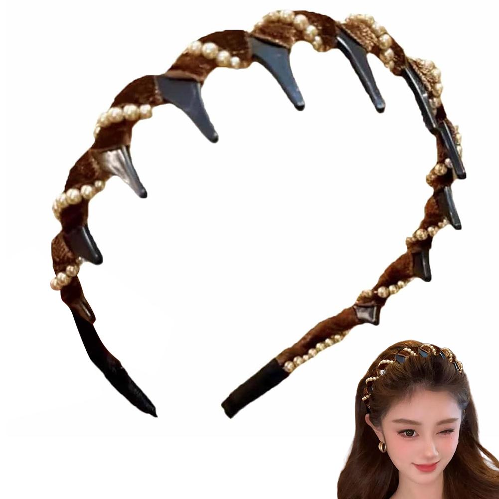 3Pcs Fashion Headbands for Womens Girls Non-Slip Wave Headband with Teeth Vintage Hairband Hair Comb Zigzag Band Hair Accessory