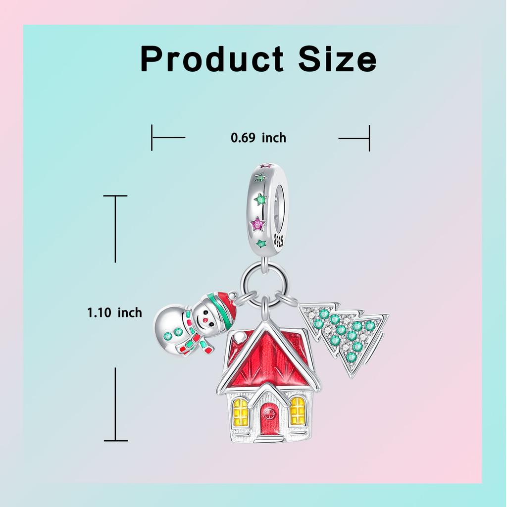 Prata 925 Casa de Natal Feliz Chapéu do Papai Noel Basto de Doce Pingente Compatível com Pulseiras de Pingentes Originais Joias DIY Femininas Presente