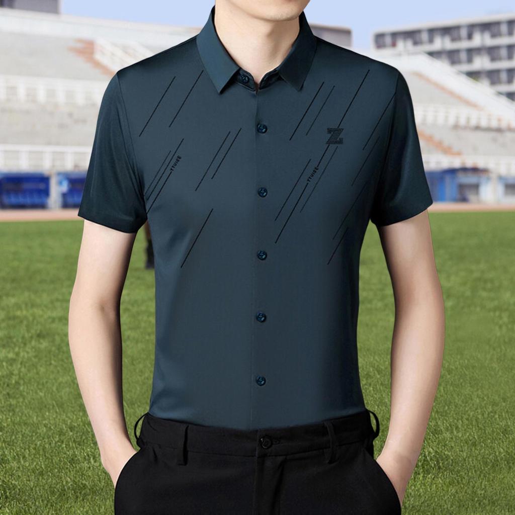 Men Classic Short Sleeve Breathable Shirt Summer Quick Drying Business Casual top