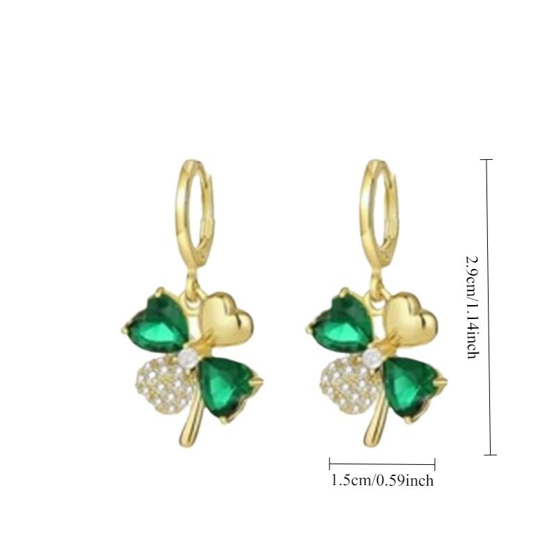 Green Four-leaf Clover Earrings Summer Light Luxury High-end Temperament New Trendy Ear Buckle Earrings