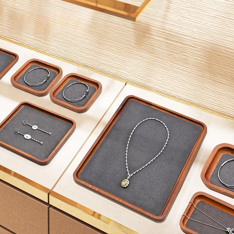 Solid Wood Jewelry Display Tray for Rings, Earrings, Necklaces & Bracelets Showcase