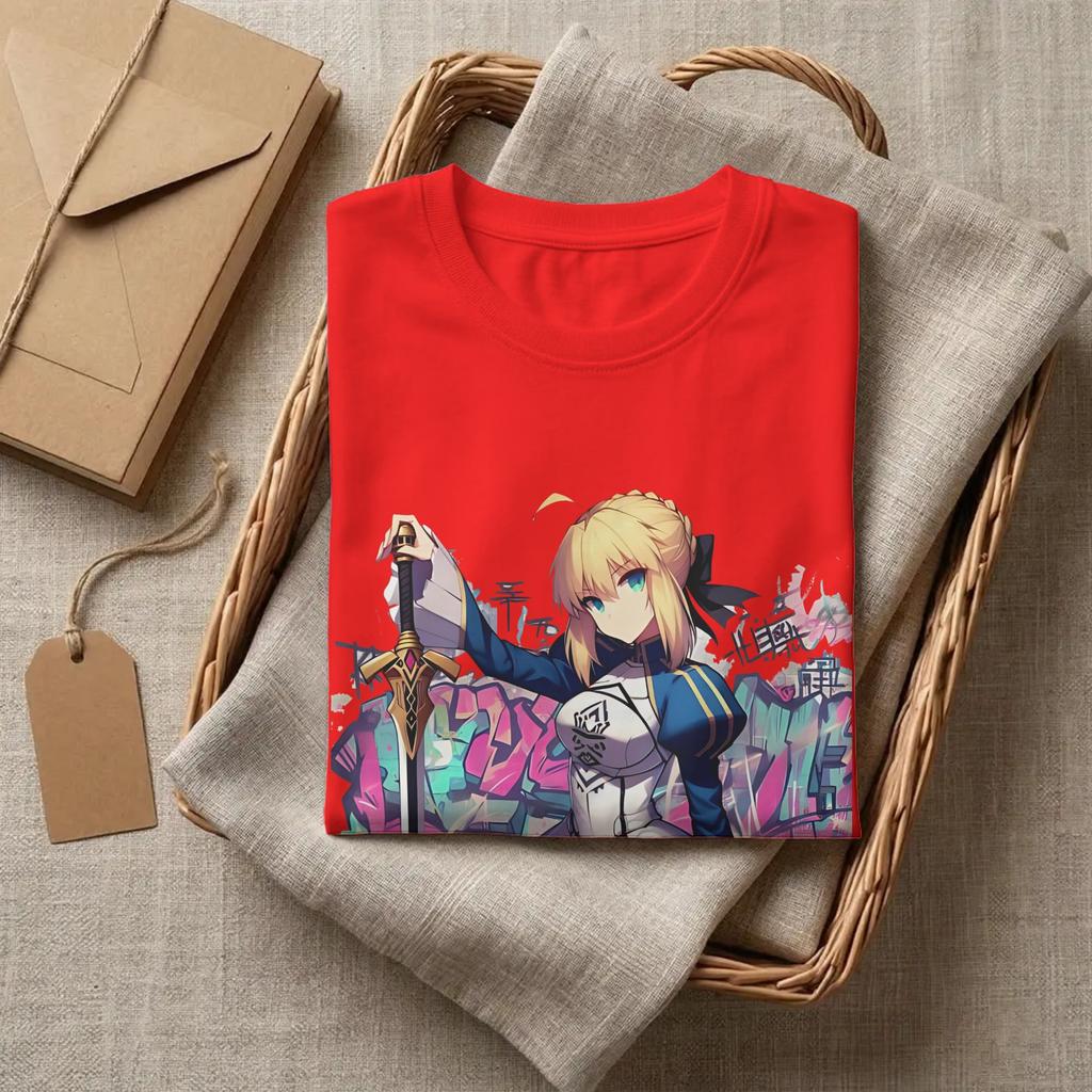 Fate Stay Night Arthur Pendragon Saber Class Tshirt Unisexs Cotton Clothing Vintage Oneck Short Sleeve