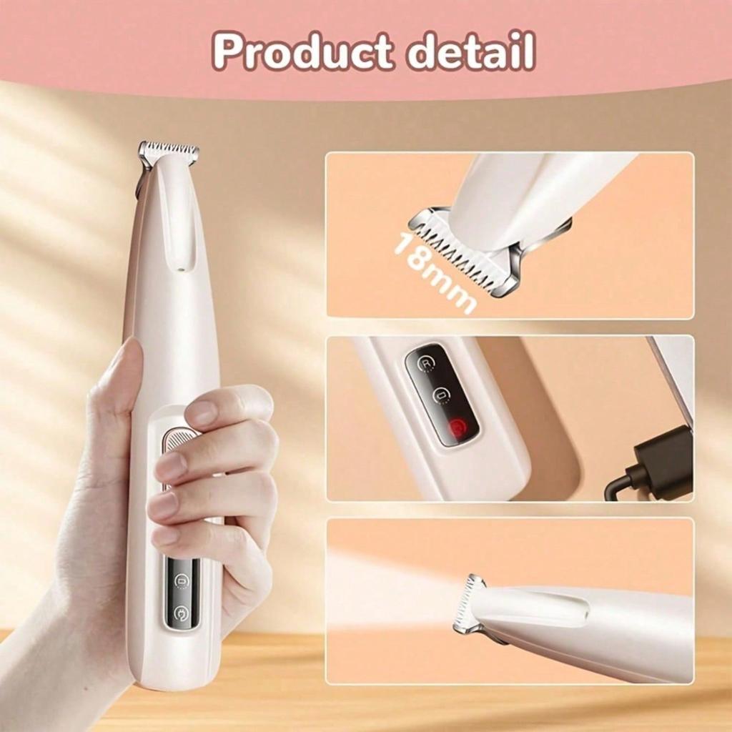Pet Grooming Electric Hair Clipper, Low-noise USB Rechargeable Dog Nail Trimmer with LED Lights