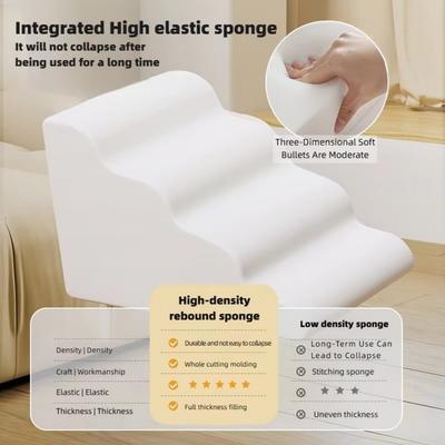 3/4 Step Dog Cat Ramp Ladder Memory Foam Sponge Removable Dog Sofa Steps Washable Climbing Ladder Slope Pet Ramp Stairs